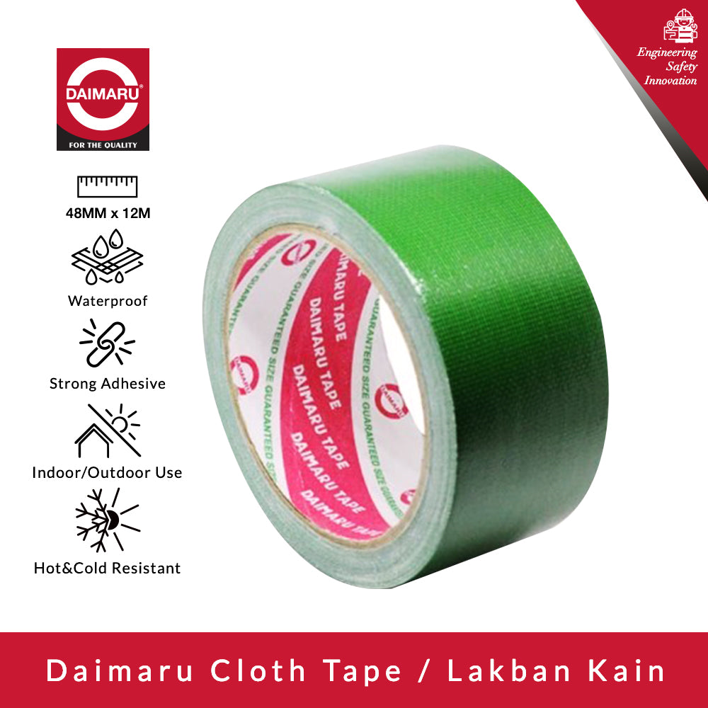 Daimaru Cloth Tape Hijau 48mm x 12M Lakban Kain Kuat Untuk Kargo, Penjilidan Buku, & Repair