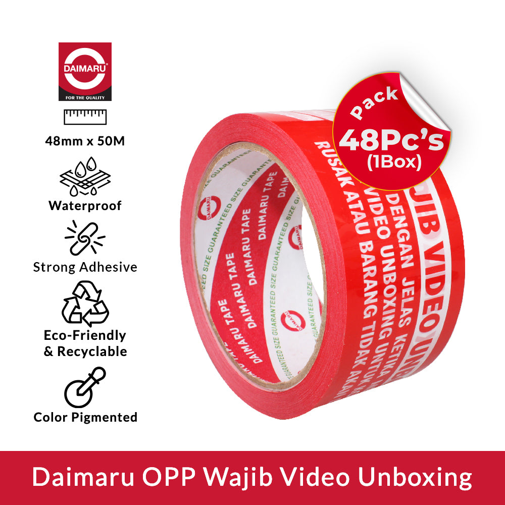 Daimaru OPP Wajib Video Unboxing 48mm x 50M isi 48Pcs Tahan Air Lem Kuat Ramah Lingkungan & Dapat Didaur Ulang