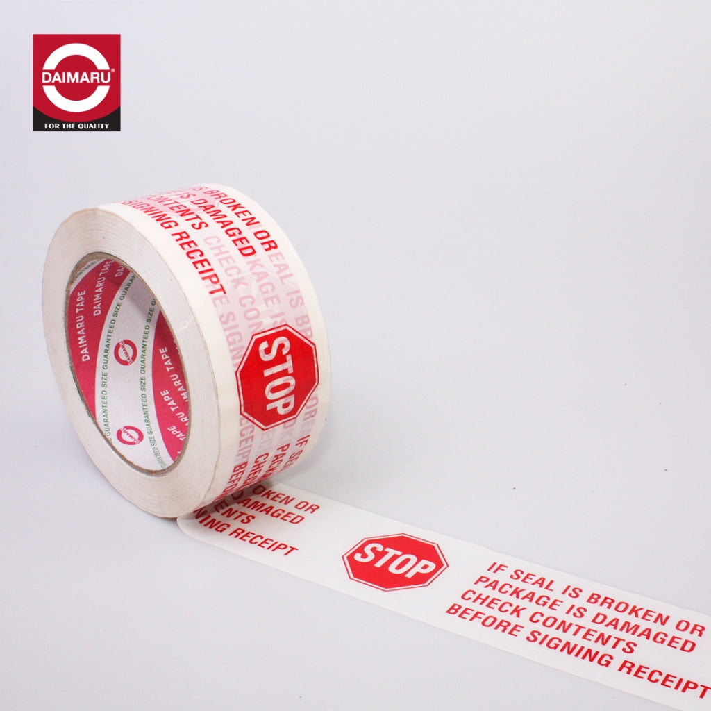 Daimaru OPP Printed Tape Lakban Stop Warna Putih 48mm x 100M