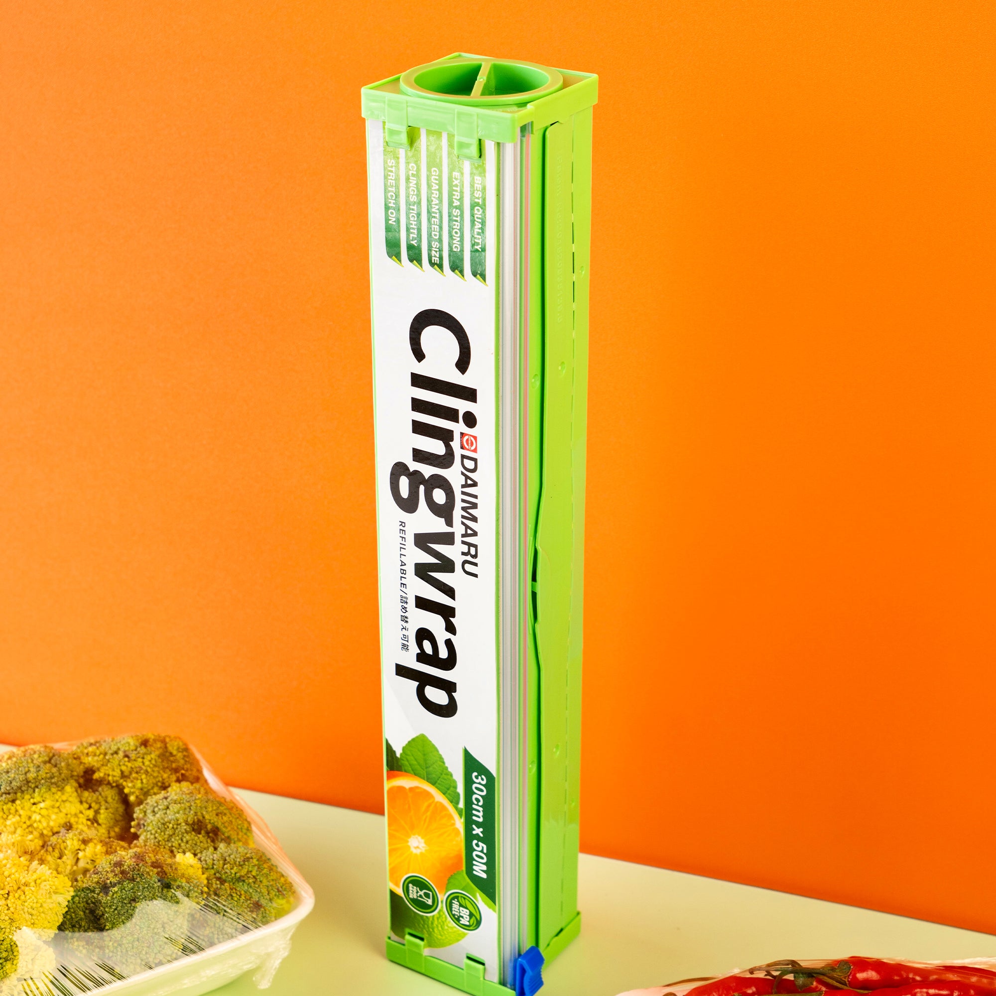 Daimaru Refillable Cling Wrap Dispenser 30cm x 50M Food Grade & BPA Free