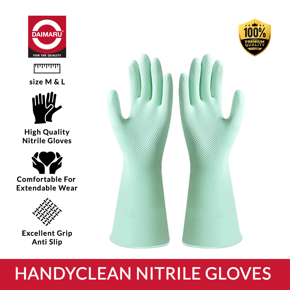 Daimaru Handyclean Gloves Sarung Tangan Nitrile Anti Alergi Sekali Pakai Kuat Tahan Minyak Size M L