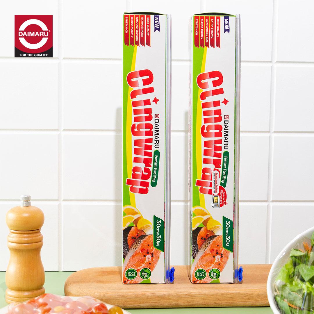 Daimaru Cling Wrap Food Grade 30cm x 30M Microwave Safe Plastik Pembungkus Aman Ramah Lingkungan dengan Pisau Zip Safe