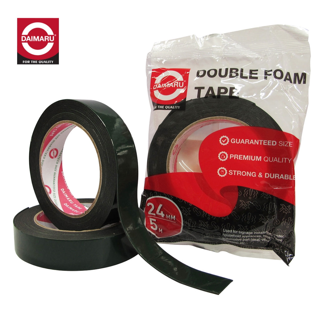Daimaru Double Foam Tape 24mm x 5 M Perekat Kuat untuk Interior & Eksternal, Busa PE, Ideal untuk Pemasangan & Pengikatan