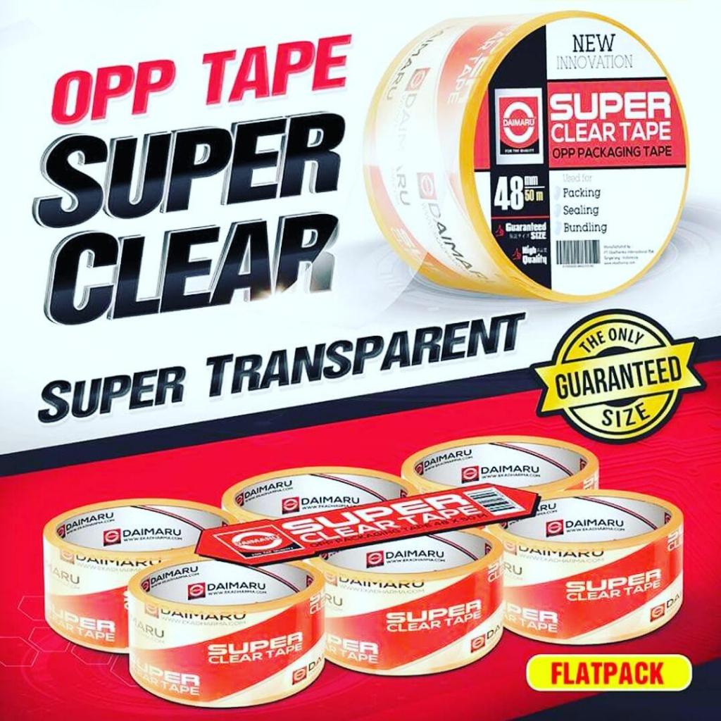 Daimaru OPP Lakban Bening Super Clear Tape 48mm x 50M Kualitas Terbaik Waterbase Non-toxic Material Eco-Friendly & Recyclable Lem Super Kuat