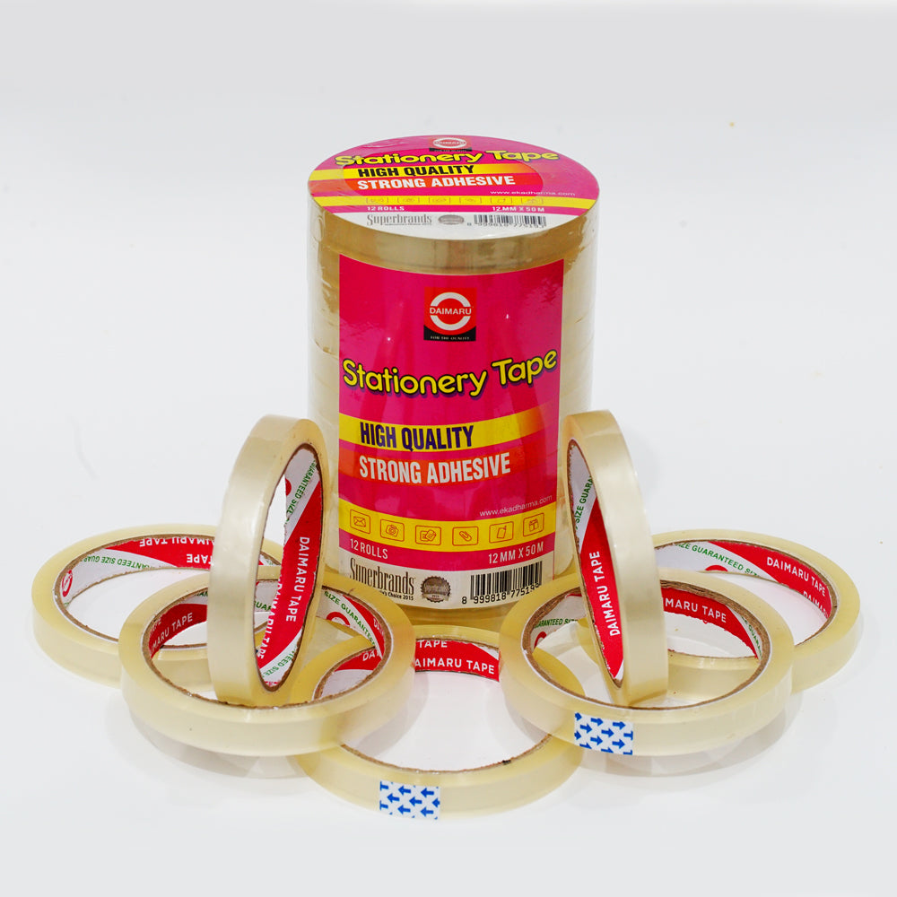 Daimaru SAT Selotip Bening Transparan 12mm x 50M Paket 12 Roll OPP Tape Stationery Sekolah & Kantor