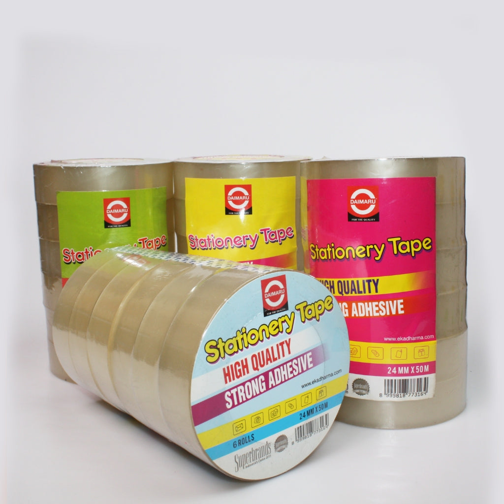 Daimaru Lakban Bening OPP Tape 24mm x 50M Kuat & Rekat Set Isi 6 Pcs Eco-Friendly & Recyclable