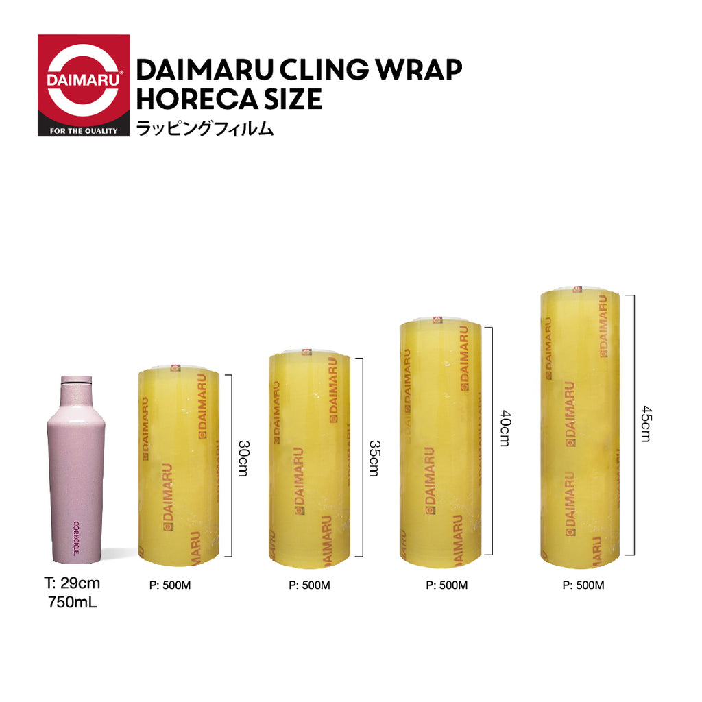 Daimaru Cling Wrap 35cm X 500M Tebal 12 Micron Food Grade Plastik Transparan Aman untuk Makanan dan Sayuran