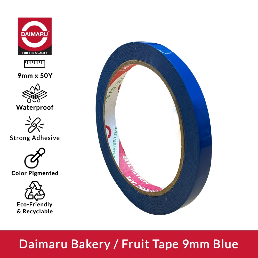 Daimaru Bakery / Fruit Tape 9mm x 50Y  Perekat Kuat & Warna Cerah Waterproof Eco-Friendly Fleksibel Mudah Digunakan untuk Kemasan Roti & Buah