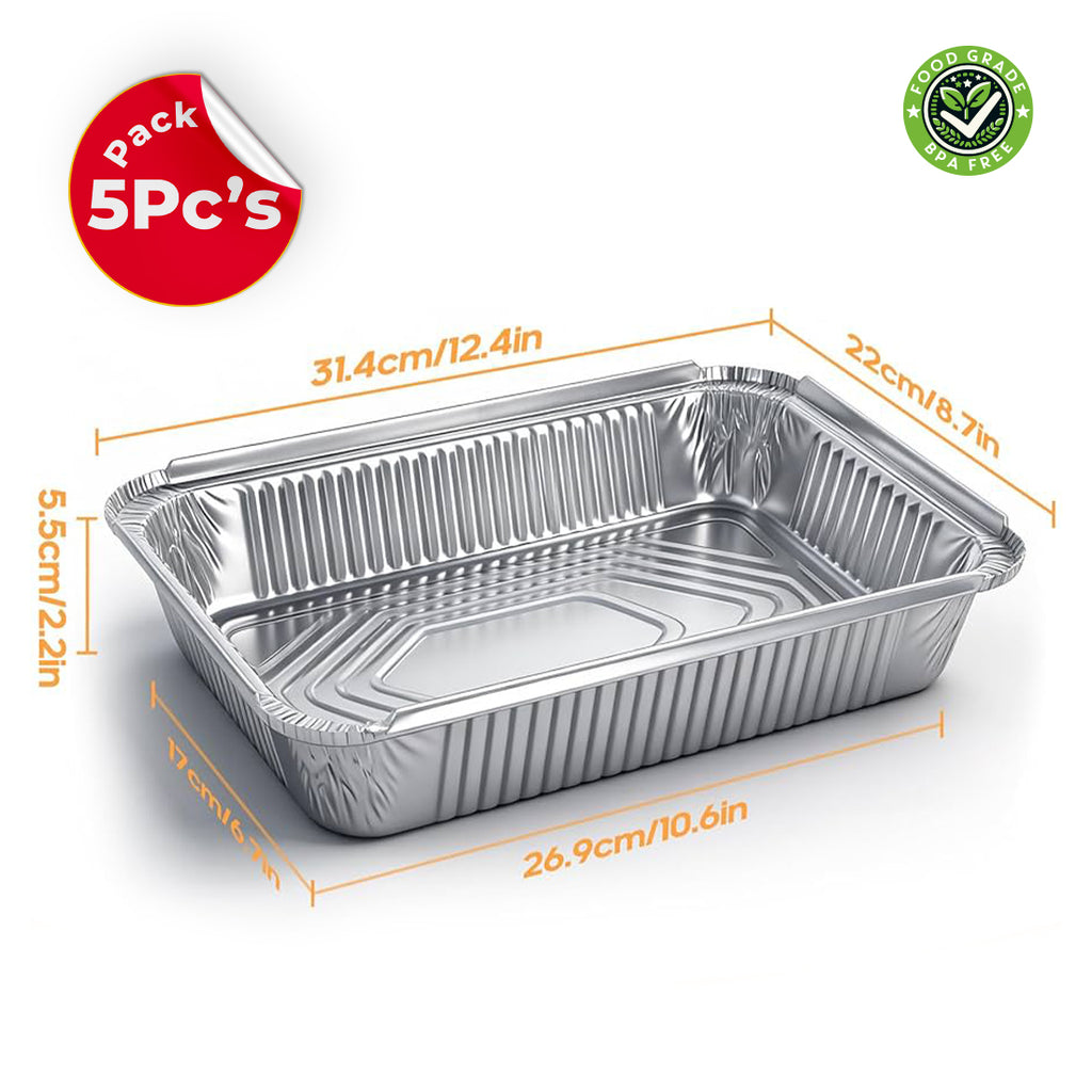 Daimaru Aluminium Foil Tray 2300mL isi 5Pcs Extra Besar Wadah Makanan Tahan Panas Catering