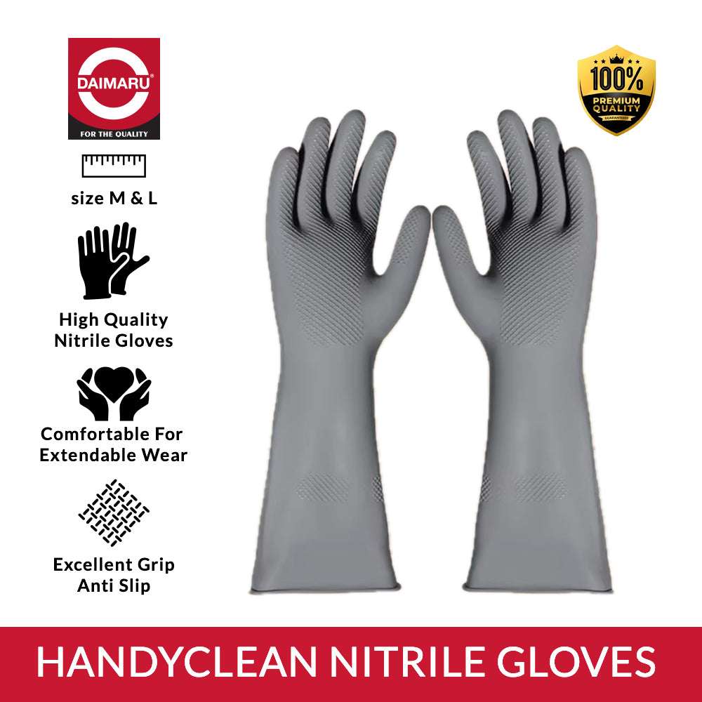 Daimaru Handyclean Gloves Sarung Tangan Nitrile Anti Alergi Sekali Pakai Kuat Tahan Minyak Size M L