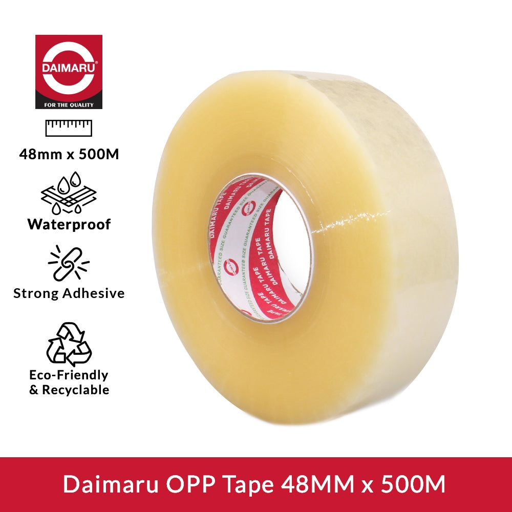 Daimaru OPP Tape Transparent 48mm x 500M Lakban Bening Kuat Ramah Lingkungan Waterproof Eco-Friendly Recyclable untuk Kebutuhan Anda