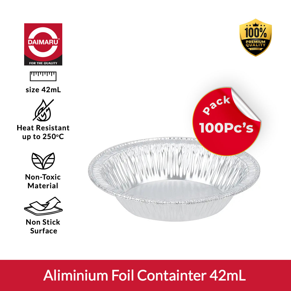Daimaru Aluminium Foil Tray Round 42ml | Food Grade Disposable Baking & Sauce Cup