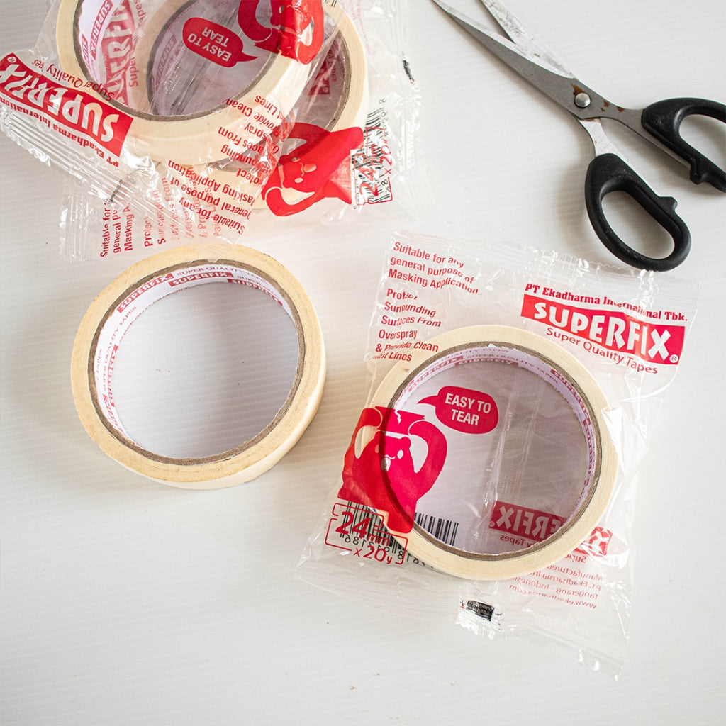 Superfix Masking Tape 24mm x 20Yard Tidak Mudah Melekat Mudah Dilepas Lem Kuat Tahan Air Peel Off Dengan Mudah