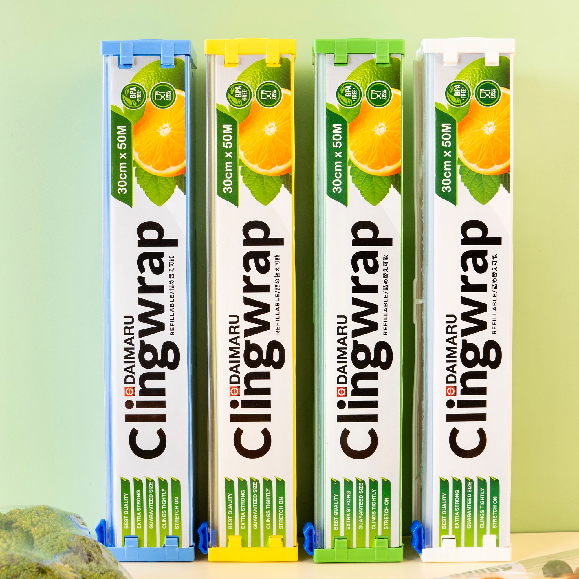 Daimaru Refillable Cling Wrap Dispenser 30cm x 50M Food Grade & BPA Free