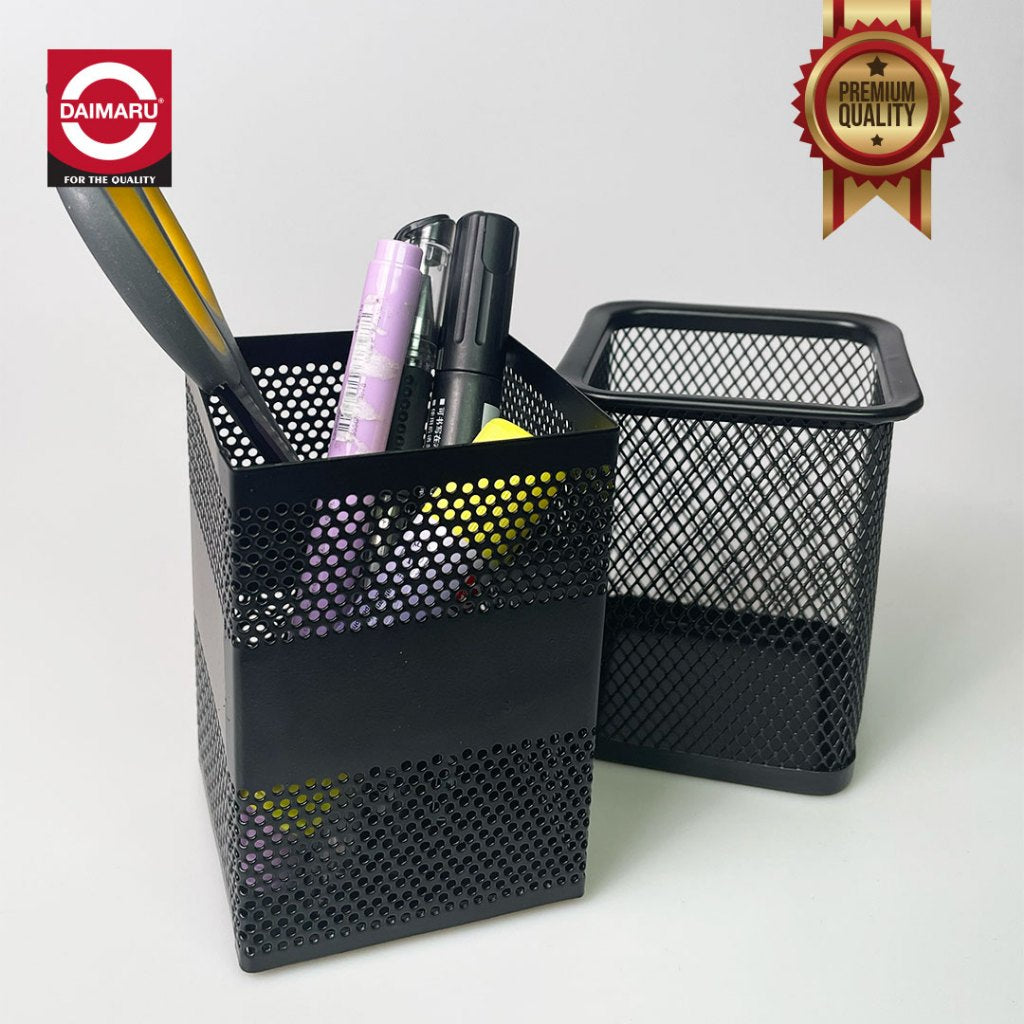 Daimaru Mesh Steel Black Pencil Holder Tempat Pensil Baja Premium High Quality