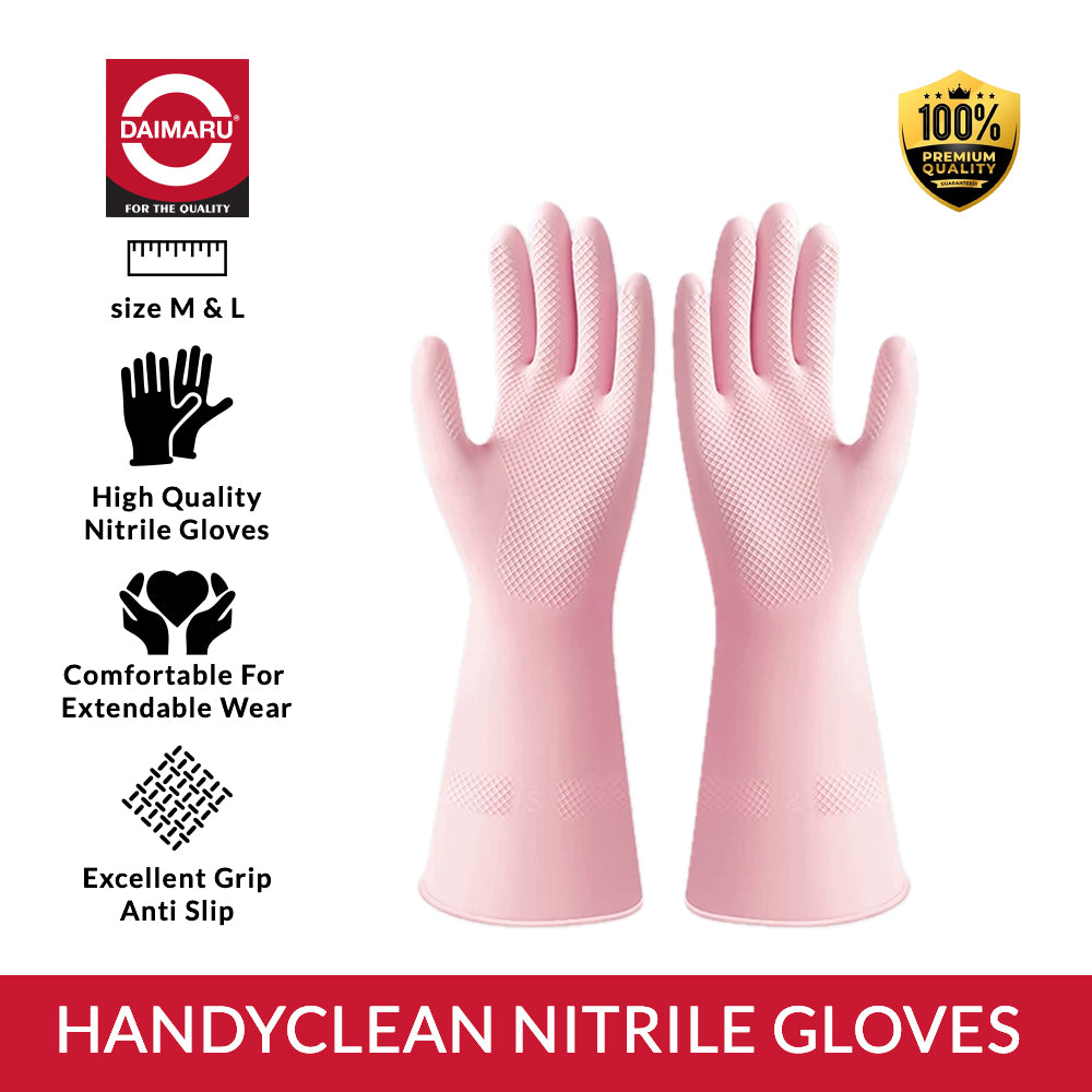 Daimaru Handyclean Gloves Sarung Tangan Nitrile Anti Alergi Sekali Pakai Kuat Tahan Minyak Size M L