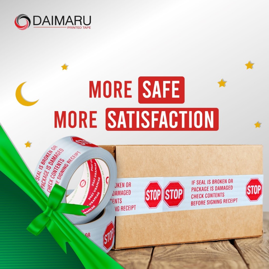Daimaru OPP Printed Tape Lakban Stop Warna Putih 48mm x 100M