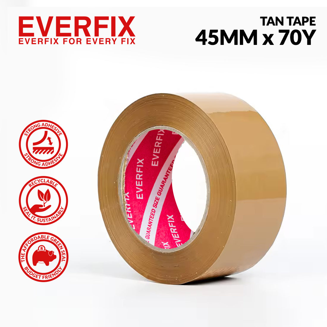 EVERFIX Lakban Coklat 45mm x 70Y OPP Tan Kuat Tahan Lama Harga Hemat Recyclable