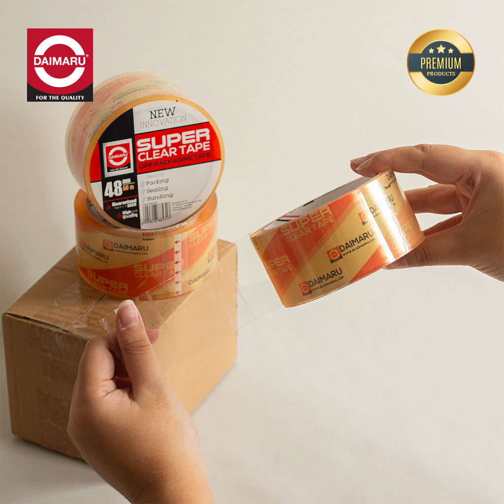 Daimaru OPP Lakban Bening Super Clear Tape 48mm x 50M Kualitas Terbaik Waterbase Non-toxic Material Eco-Friendly & Recyclable Lem Super Kuat