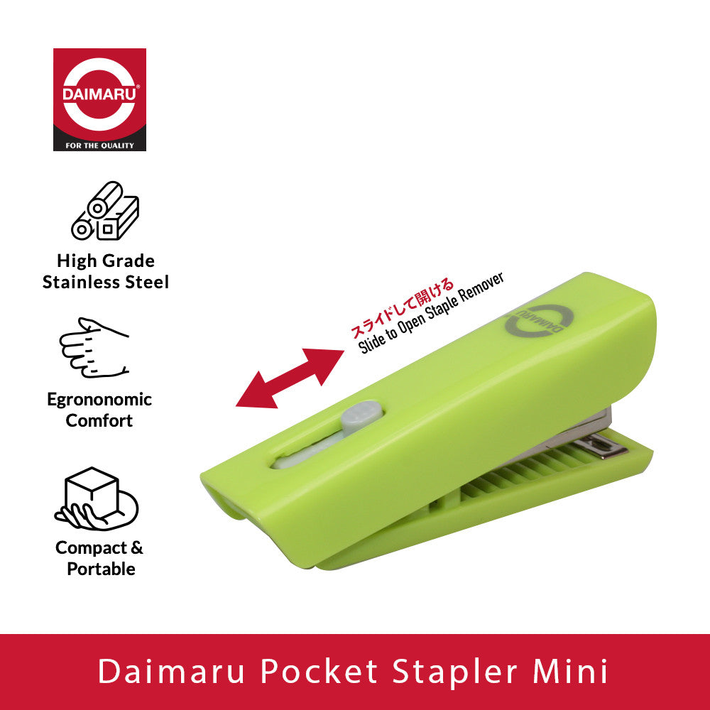 Daimaru Pocket Stapler Mini 2in1 with Remover Staples Kecil Portabel Praktis (Free Staples No. 10)