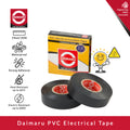 Daimaru PVC insulation tape HITAM 19mm x 20M Isolasi Listrik Kabel Heavy Duty Premium 600V Tahan Panas 80°C Tebal 0.13mm