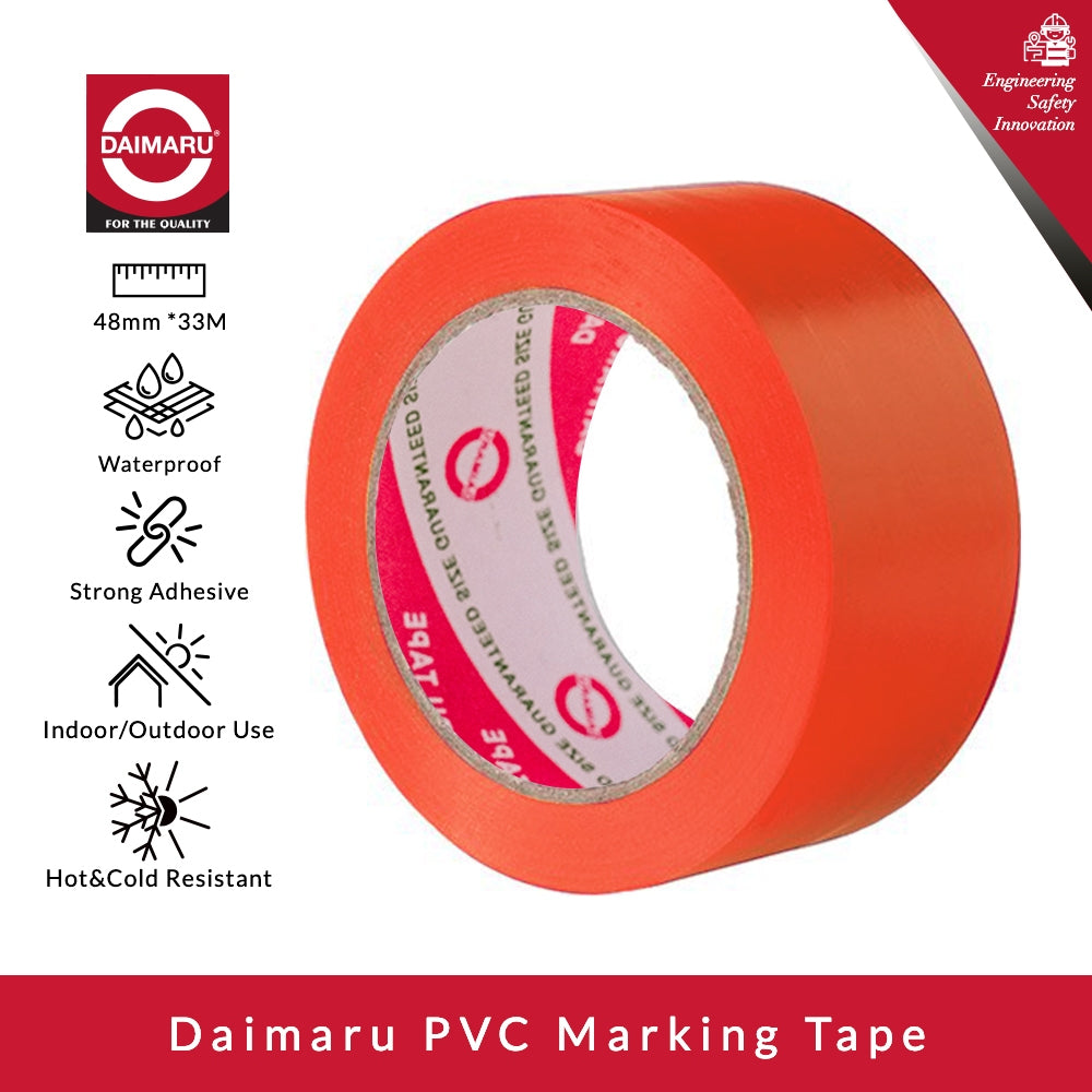 Daimaru Marking Tape 48mm x 33M Lakban Safety Peringatan Merah dan Oranye
