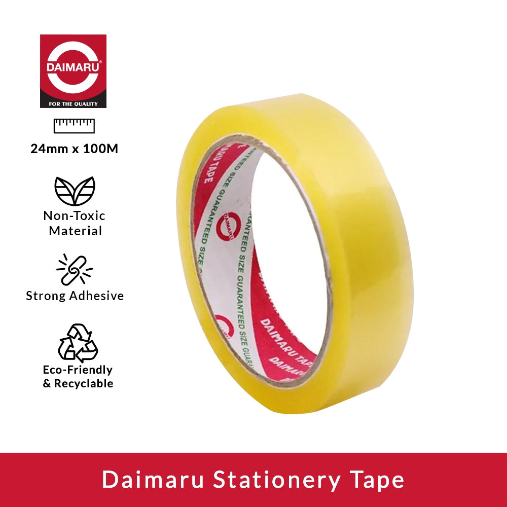 Daimaru OPP Lakban Bening 24mm x 100M Daya Rekat Kuat Non-Toxic untuk Pengepakan Barang dan Segel Dus